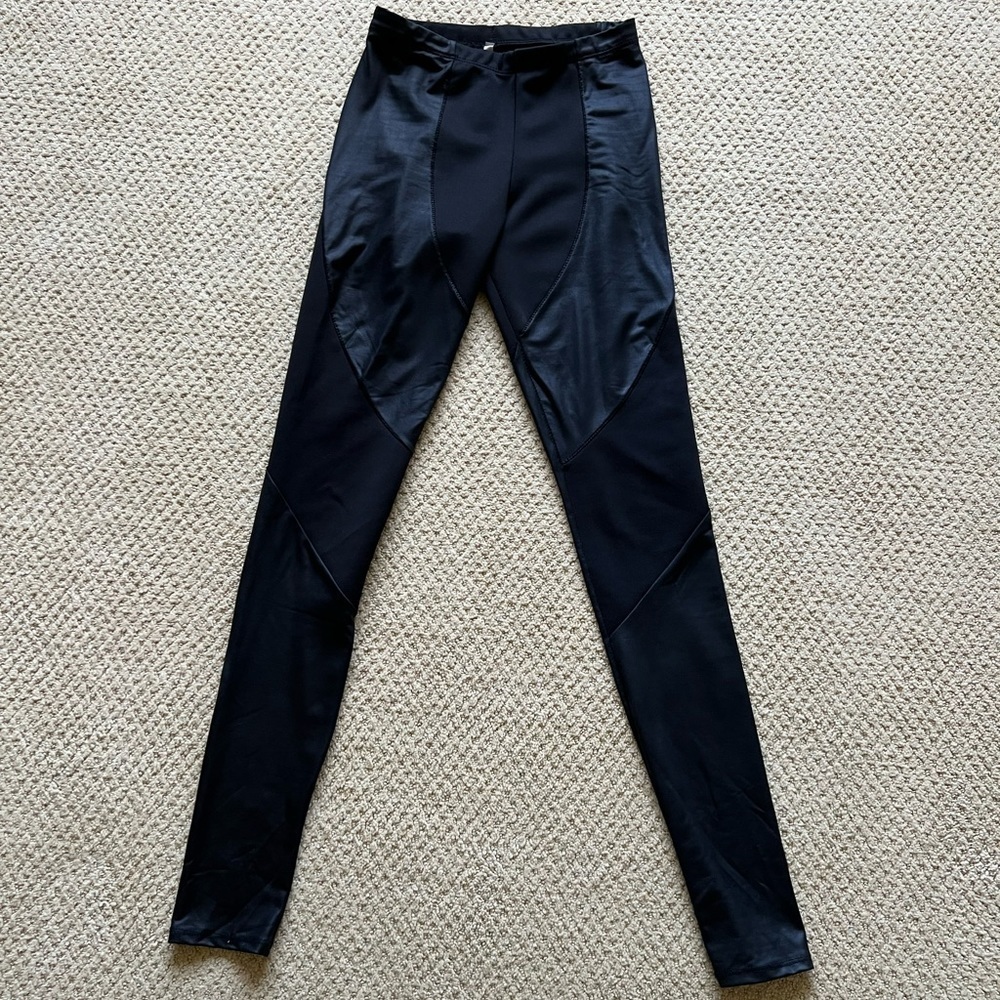 Cemi Ceri Black Leggings with Faux Leather Accents Size Small